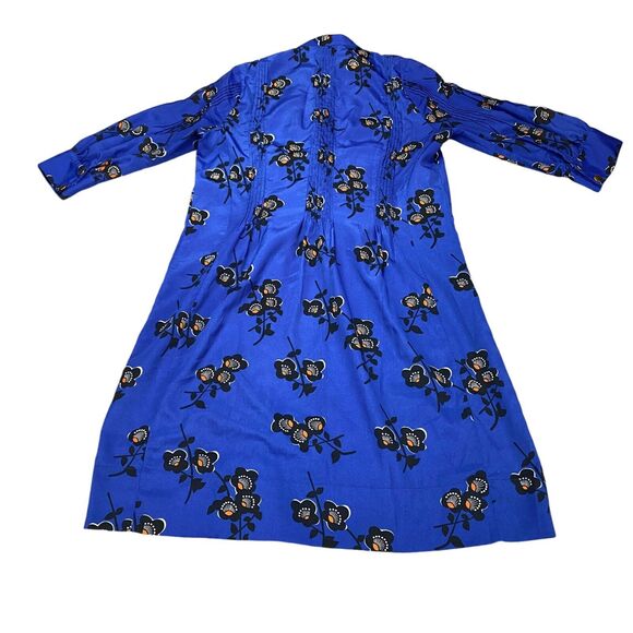 Madchen Tunic Dress Women's Size 8 Blue Floral Pleated Asymmetrical Snap Front - Picture 11 of 16